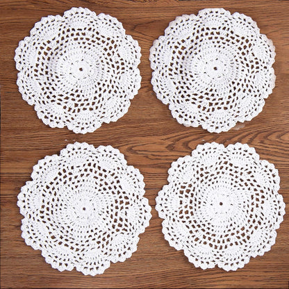 Eiyye Handmade Crochet Cotton Placemats Set of 4 Lace Doilies for Dining Table Boho Table Decor for Home Wedding & Party