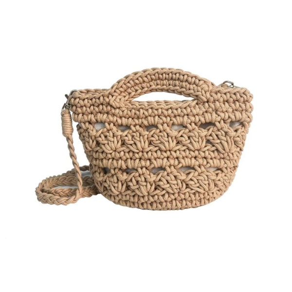 Eiyye Crochet Crossbody Bag for Women Handmade Boho Woven Cotton Shoulder Purse Small Summer Beach Bag with Magnetic Closure