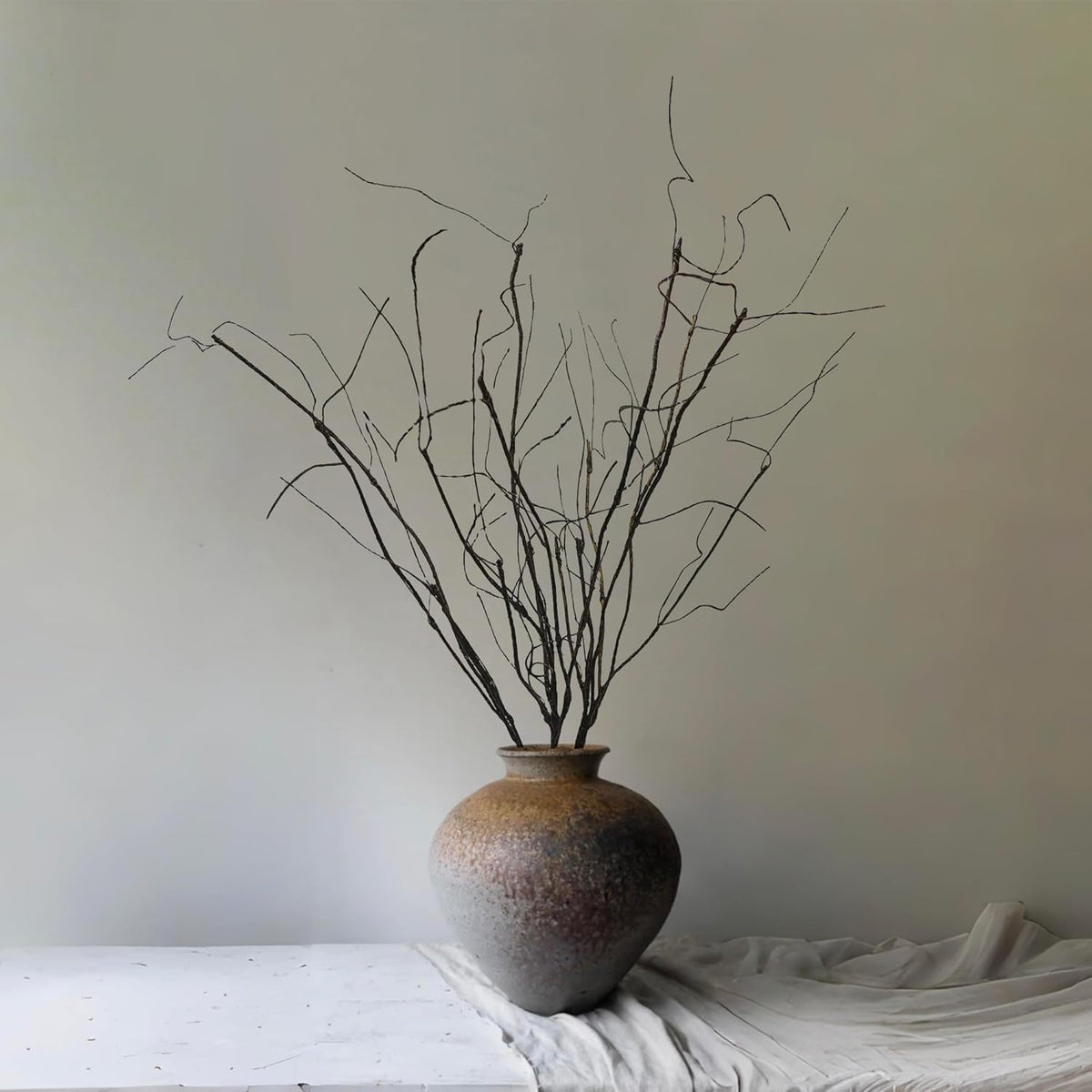 Faux Curly Willow Branches Styled in Vase for Creating Lifelike Floral Arrangements and Seasonal Décor