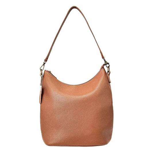 Eiyye Brown Genuine Leather Bucket Tote Bag Featuring Premium Leather Texture and Modern Design