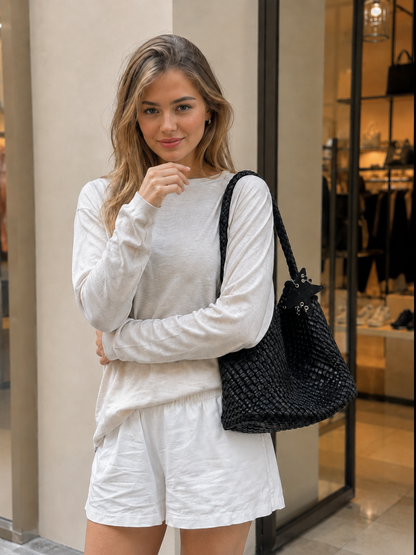 Eiyye Woven Tote Bag with Detachable Inner Pouch