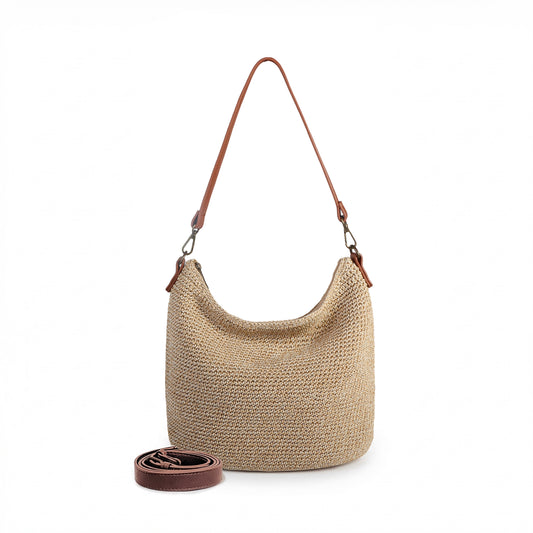 Beige Crochet Hobo Bag with a handmade woven design, spacious structure and boho style for women’s everyday carry