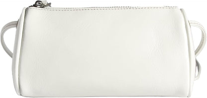 Crossbody Bag detail view showcasing its clean finish, quality texture, and compact barrel silhouette