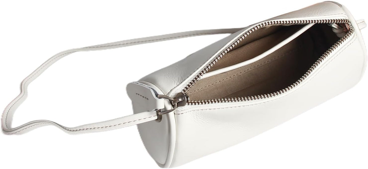 White Leather Crossbody Bag interior featuring a neat lined compartment