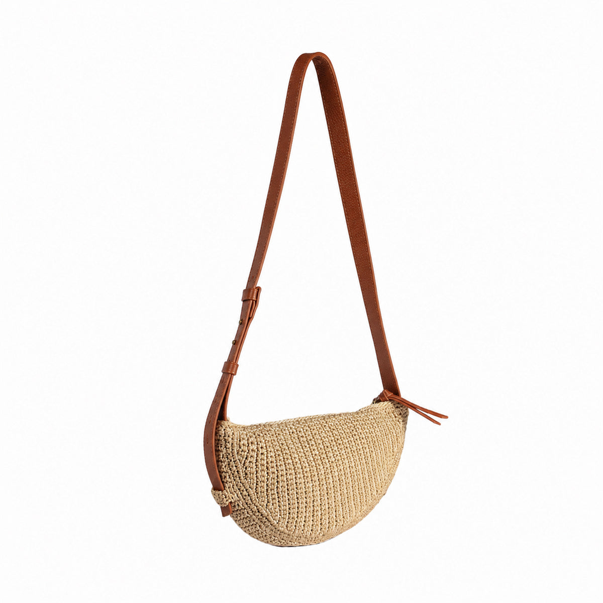 Eiyye Crossbody Bag with a unique crescent silhouette and adjustable strap for versatile styling
