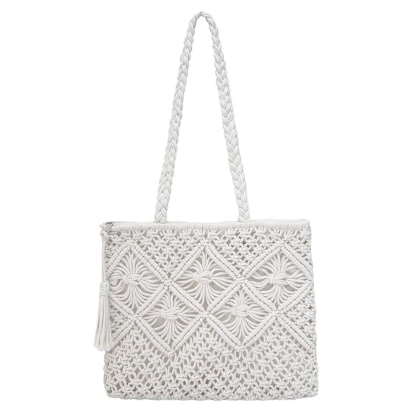 Eiyye Cotton Rope Tote Bag for Women Handmade Woven Shoulder Bag Casual Boho Purse for Travel Shopping