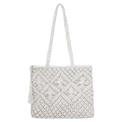 Eiyye Cotton Rope Tote Bag for Women Handmade Woven Shoulder Bag Casual Boho Purse for Travel Shopping
