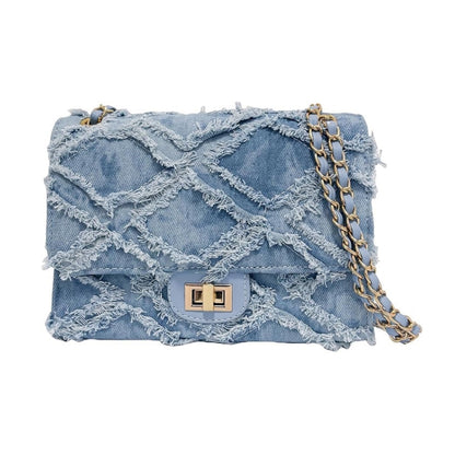 Eiyye Denim Purse Crossbody Bag for Women Vintage Jean Purse with Chain Strap for Casual Party Shopping Vacation