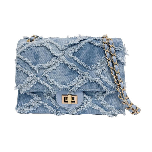 Eiyye Denim Purse Crossbody Bag for Women Vintage Jean Purse with Chain Strap for Casual Party Shopping Vacation