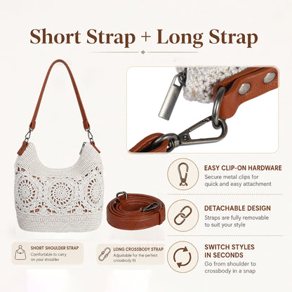 Crossbody Bag detail showing durable alloy attachment hardware and extended shoulder strap connection 
