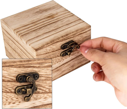 Beige Tung Wood Keepsake Box featuring a simple clasp and elegant rustic wood finish