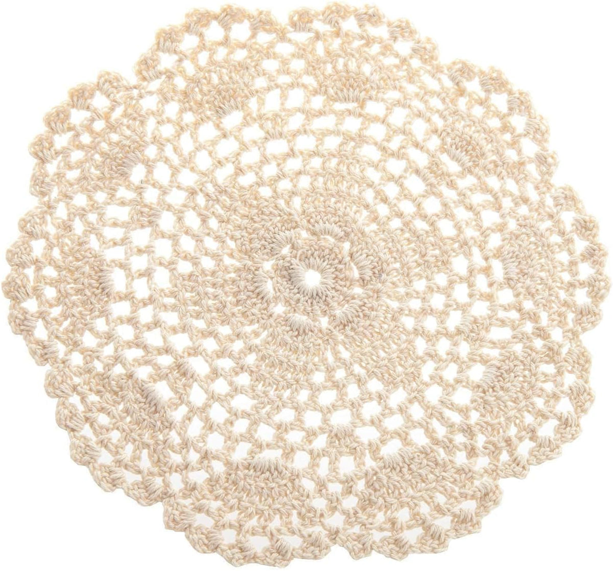 Eiyye Beige Crochet Cotton Placemat Handmade Lace Doily with Elegant Floral Pattern