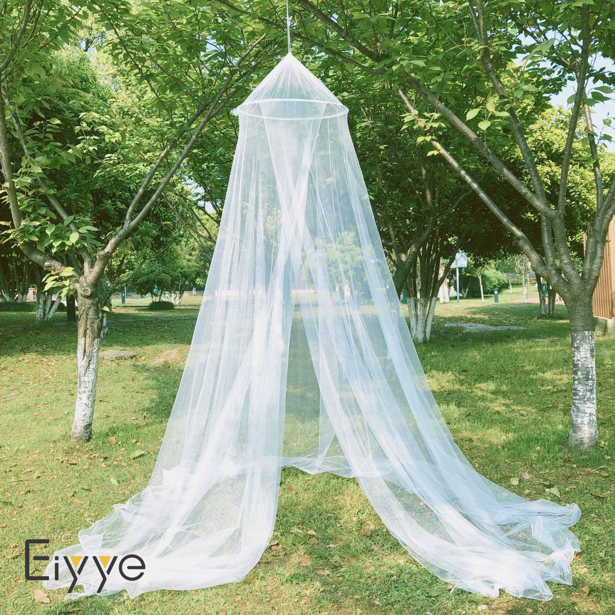Eiyye Hanging Dome Mosquito Net with Elegant Bed Valance Design for Stylish Bedroom Decor