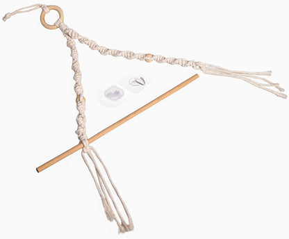 Boho Chic Eiyye Beige Cotton Rope Macrame Paper Towel Holder Wall Hanging