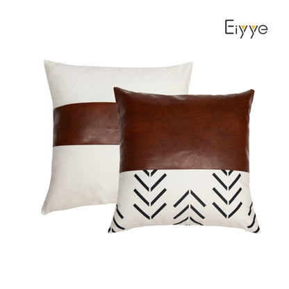 Eiyye White Houndstooth Pillow Covers Set with Minimalist Square Design for Home Decor