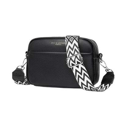 Eiyye Black Small Crossbody Bag with genuine leather texture and wide strap for everyday style