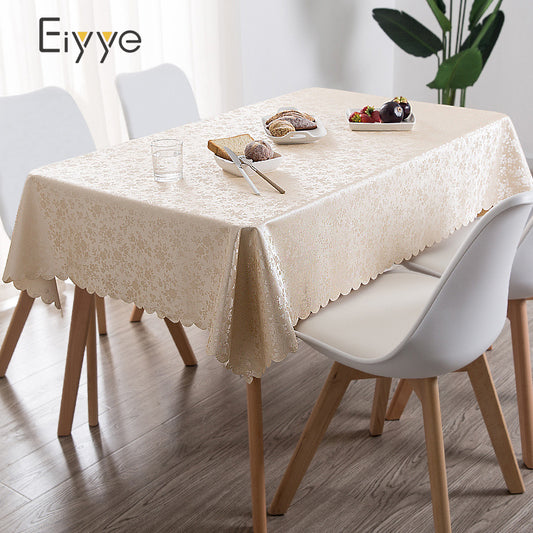 Eiyye Modern PVC Waterproof Tablecloth with Heat-Resistant Surface for Rectangular Dining Tables