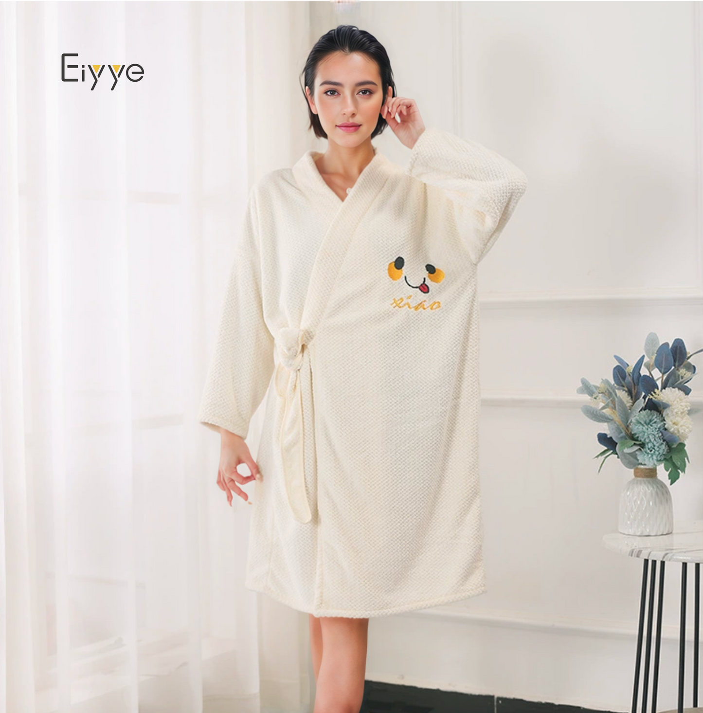 Eiyye Bathrobe – Plush Coral Fleece Wearable Towel & Lounge Robe