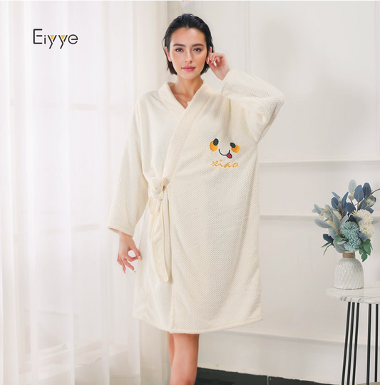 Eiyye Bathrobe – Plush Coral Fleece Wearable Towel & Lounge Robe