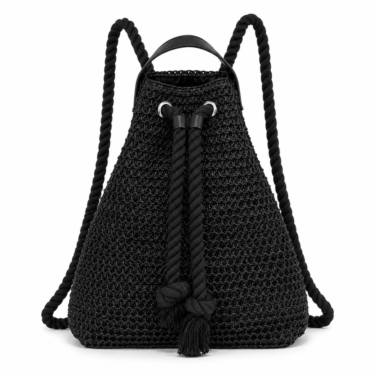 Eiyye Woven Straw Backpack for Women and Men with Paper Rope Texture, Drawstring Closure, and Adjustable Shoulder Straps