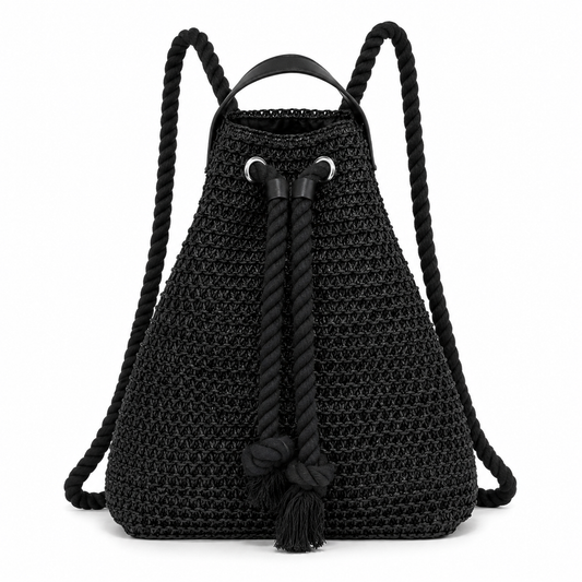 Eiyye Woven Straw Backpack for Women and Men with Paper Rope Texture, Drawstring Closure, and Adjustable Shoulder Straps