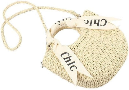 Eiyye Off White Burlap Woven Straw Shoulder Bag with Long Shoulder Strap and Top Handle for Versatile Carrying