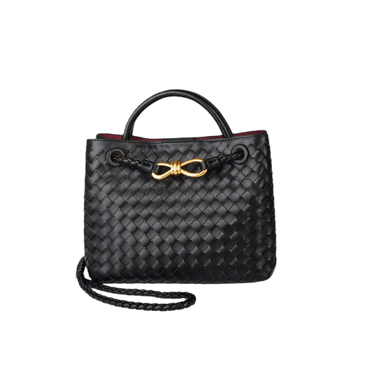 Eiyye Black Woven PU Leather Shoulder Crossbody Purse with Textured Design and Convertible Carry Options