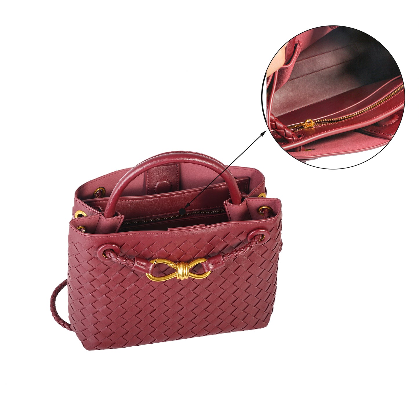 Eiyye Woven Tote Bag for Women – PU Leather Shoulder Crossbody Purse