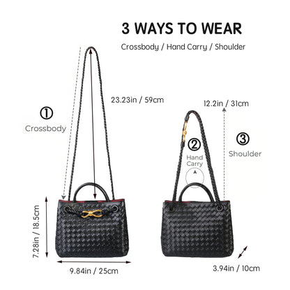 Eiyye Woven Tote Bag for Women – PU Leather Shoulder Crossbody Purse