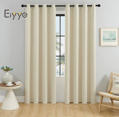 Eiyye Total Blackout Thermal Insulated Curtain Panel - High Density Polyester in Beige, 52"x84"