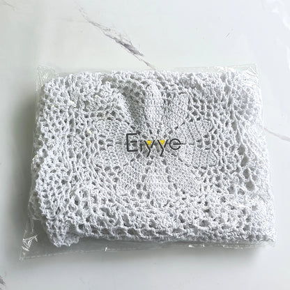 Eiyye Handmade Rectangle Doilies, 2-Piece Handmade Crochet Cotton Doilies Lace Table Crochet Placemats Coaster 10.6x16.9 inch (Beige)