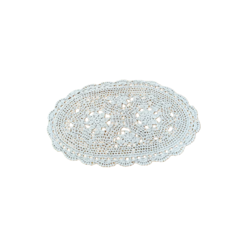 Eiyye Handmade Crochet Lace Placemats Set of 2 Vintage Oval Cotton Doilies Boho Farmhouse Table Mats for Dining Table Decor