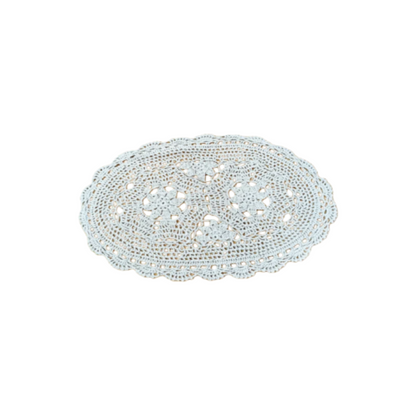 Eiyye Handmade Crochet Lace Placemats Set of 2 Vintage Oval Cotton Doilies Boho Farmhouse Table Mats for Dining Table Decor